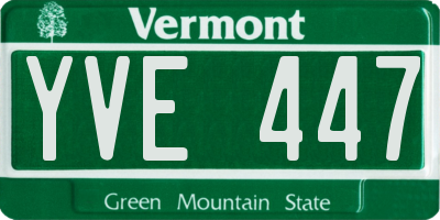VT license plate YVE447