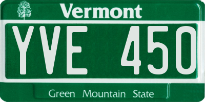 VT license plate YVE450