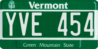 VT license plate YVE454