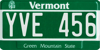 VT license plate YVE456