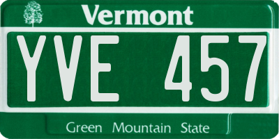 VT license plate YVE457