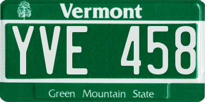 VT license plate YVE458