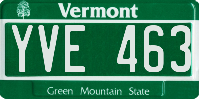 VT license plate YVE463