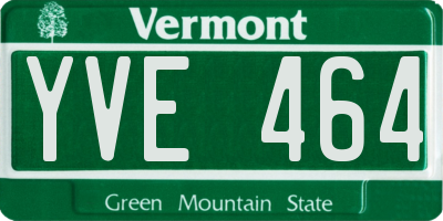 VT license plate YVE464