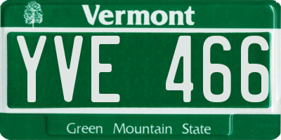 VT license plate YVE466