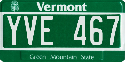 VT license plate YVE467