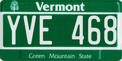 VT license plate YVE468