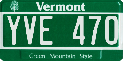 VT license plate YVE470