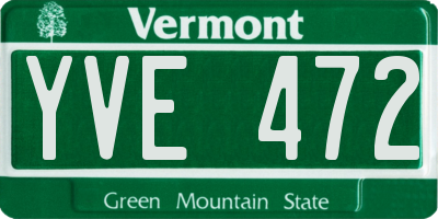 VT license plate YVE472
