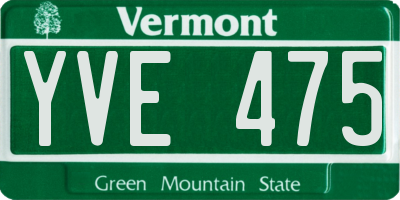 VT license plate YVE475