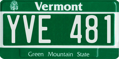 VT license plate YVE481