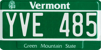 VT license plate YVE485