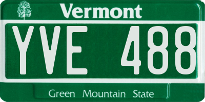 VT license plate YVE488