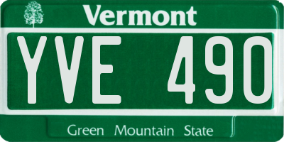 VT license plate YVE490