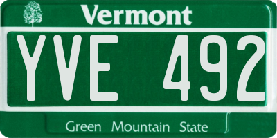VT license plate YVE492