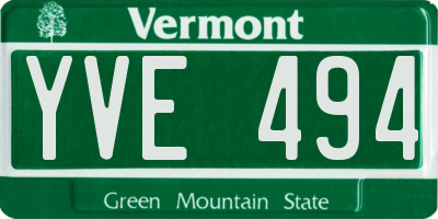 VT license plate YVE494