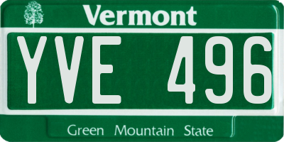 VT license plate YVE496