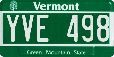 VT license plate YVE498
