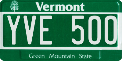 VT license plate YVE500