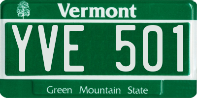 VT license plate YVE501