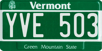 VT license plate YVE503