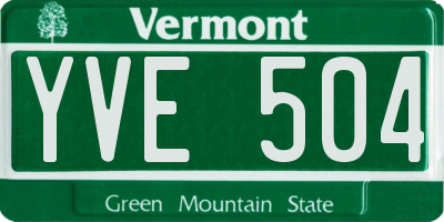 VT license plate YVE504