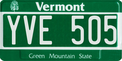 VT license plate YVE505