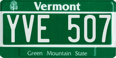 VT license plate YVE507