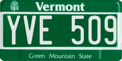 VT license plate YVE509