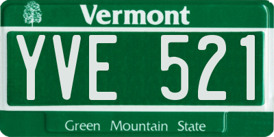 VT license plate YVE521
