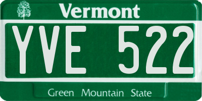 VT license plate YVE522