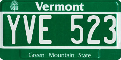 VT license plate YVE523