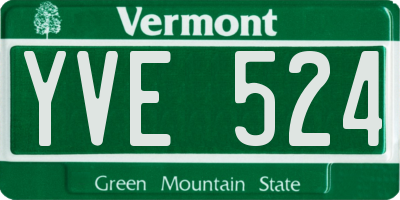 VT license plate YVE524