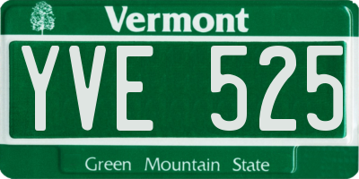 VT license plate YVE525