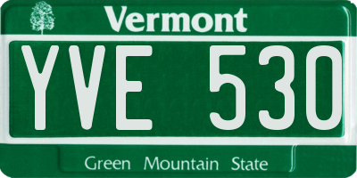 VT license plate YVE530