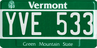 VT license plate YVE533