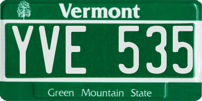 VT license plate YVE535