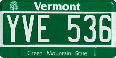 VT license plate YVE536