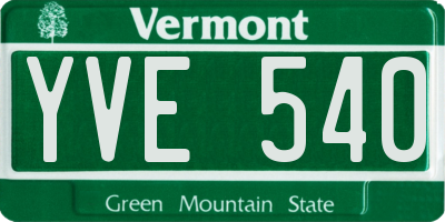 VT license plate YVE540