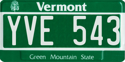 VT license plate YVE543