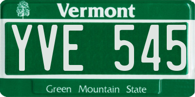 VT license plate YVE545