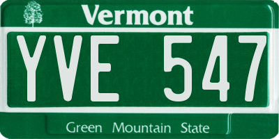 VT license plate YVE547