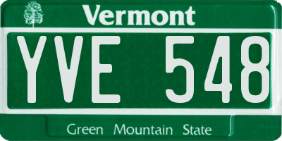VT license plate YVE548