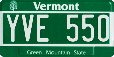 VT license plate YVE550
