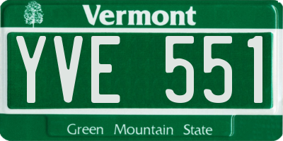 VT license plate YVE551