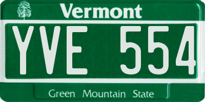 VT license plate YVE554