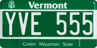 VT license plate YVE555