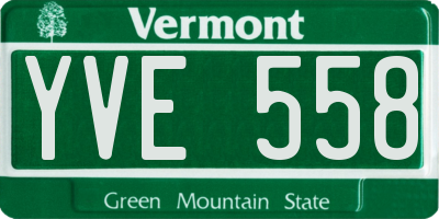 VT license plate YVE558