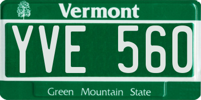 VT license plate YVE560