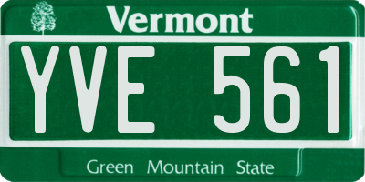 VT license plate YVE561